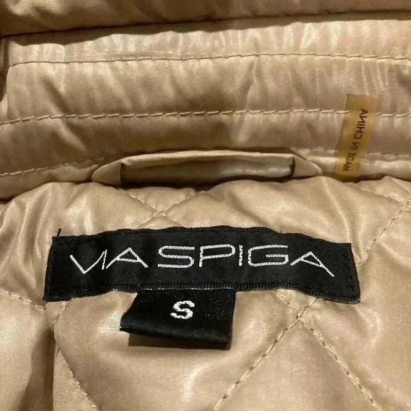Via Spiga Women’s Puffer Coat w/ Detachable Hood Gold Sz. S - Picture 4 of 13